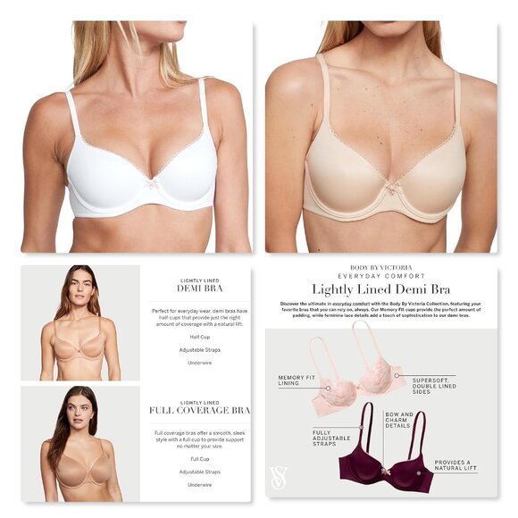 Victoria's Secret Body by Victoria Lined Demi Bra Sz 34D NWT - Picture 9 of 9